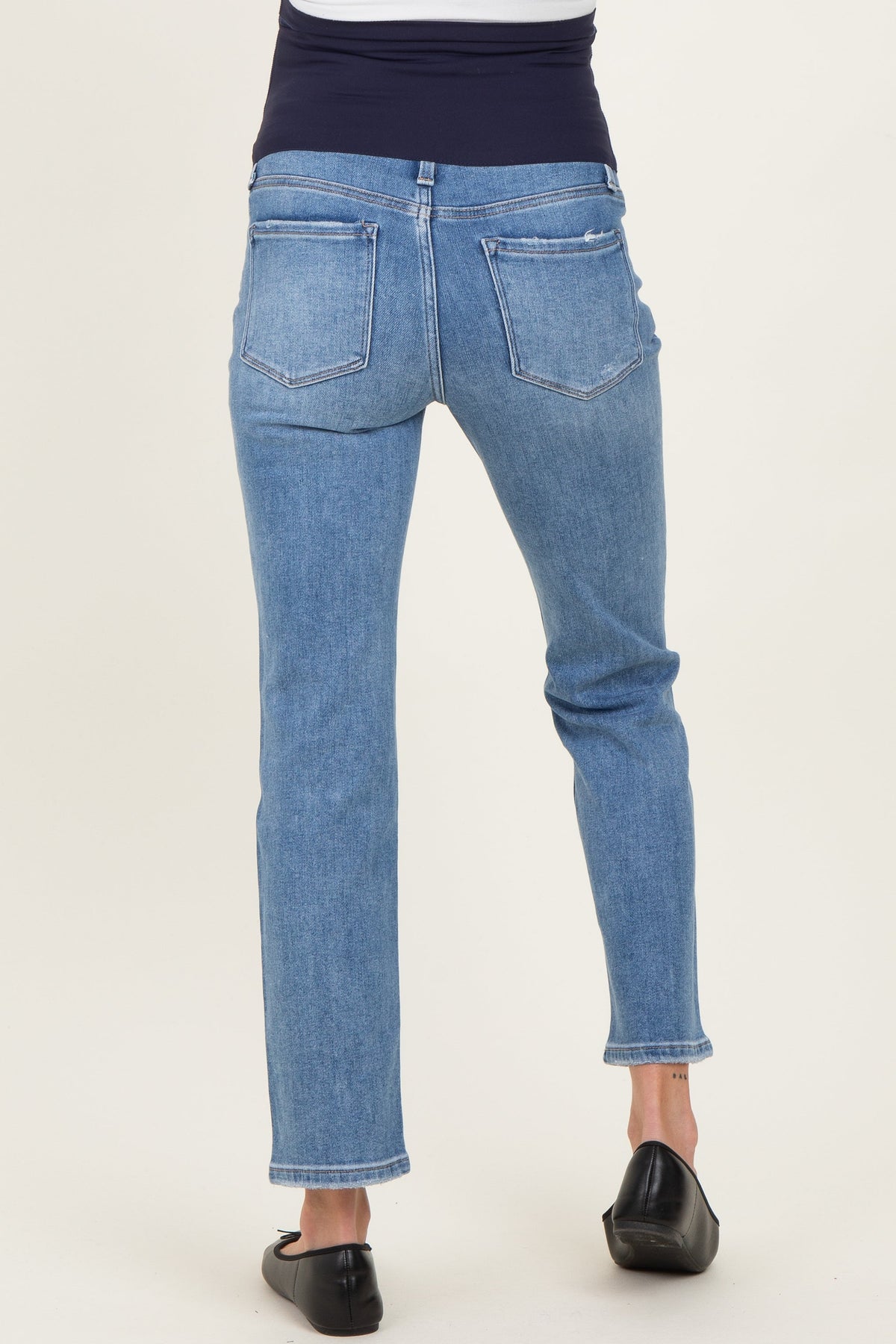 Blue Ankle Slim Straight Leg Maternity Jeans