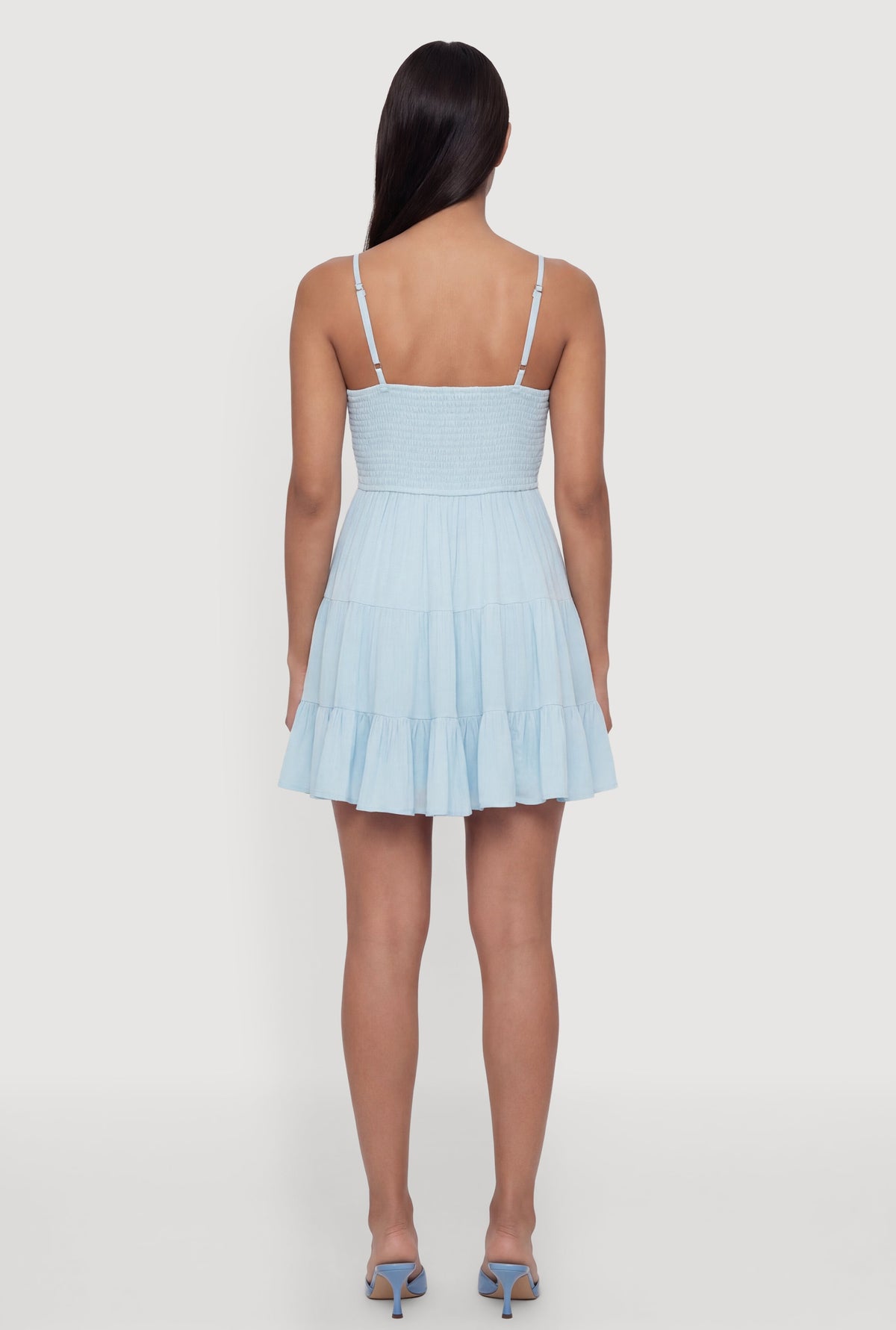 Crochet Detail Tiered Ruffle Trim Dress