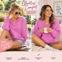 🔥 Pigment-Dyed Cozy Campfire V-Neck Sweatshirt | Soft & Relaxed Everyday Comfort