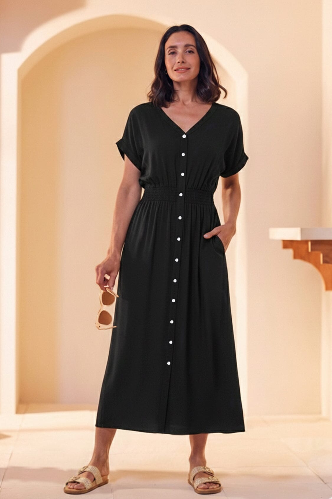 Georgina Short Sleeve Dress Black