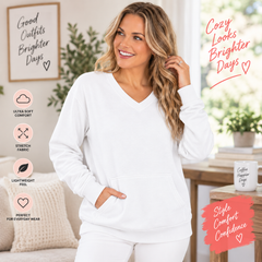 🔥 Pigment-Dyed Cozy Campfire V-Neck Sweatshirt | Soft & Relaxed Everyday Comfort
