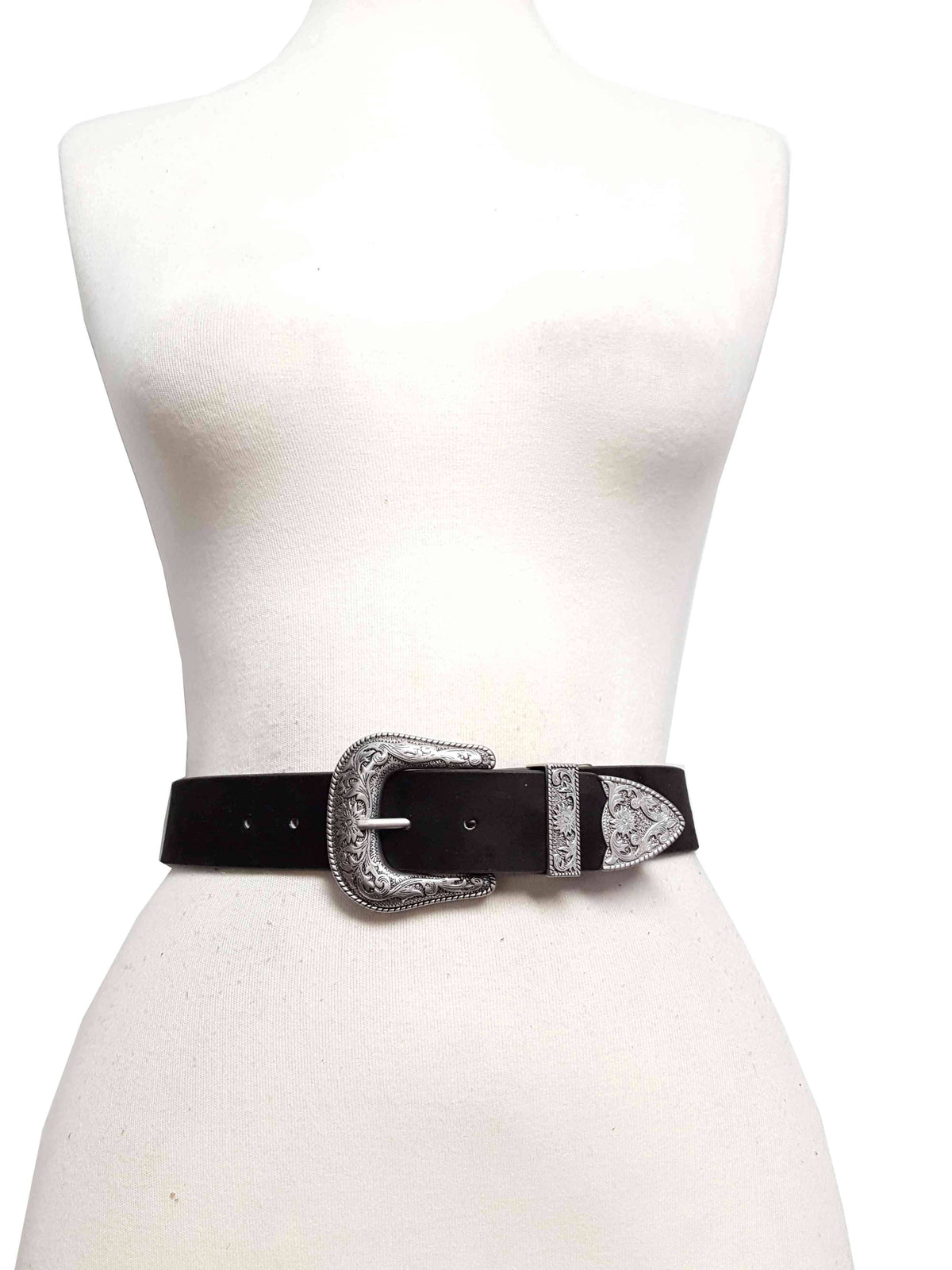 Western Silver Buckle Style in Microfiber Suede