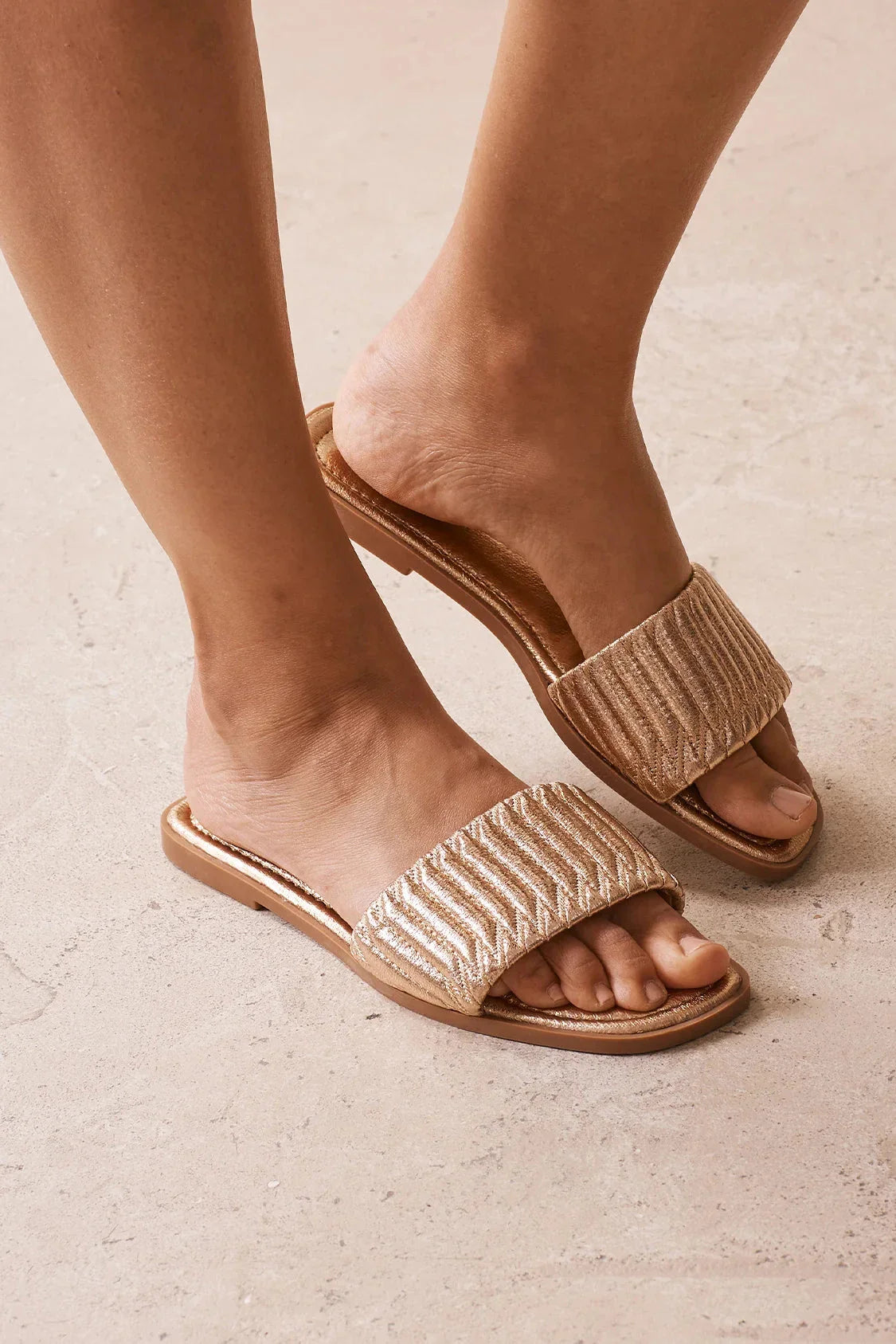 Marcelina Metallic Slides Rose Gold