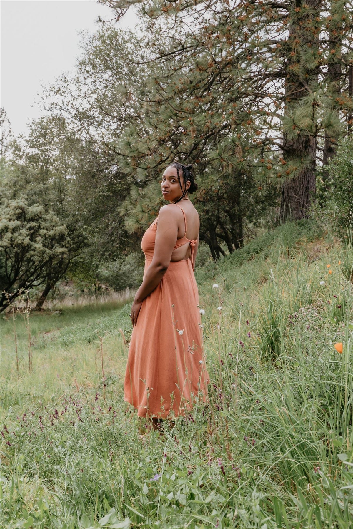 Meadow Dress in Ochre Irish Linen