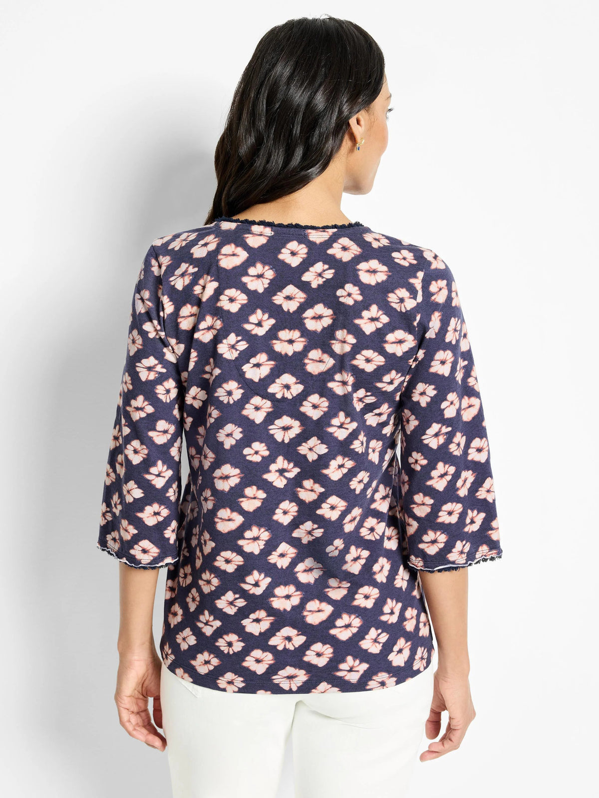 NZT Geo Garden 3/4 Sleeve Fringe Tee