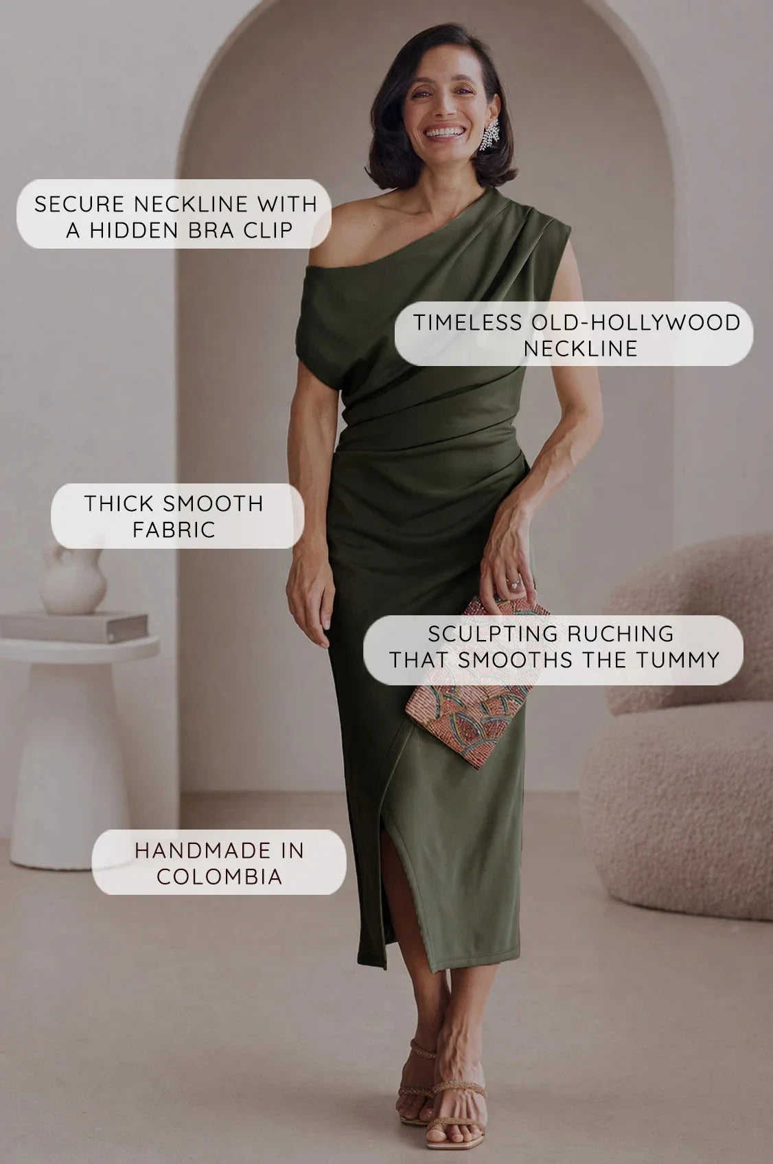 Roslyn Off Shoulder Midi Dress Black