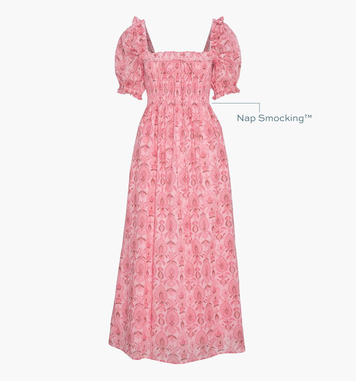 The Scarlett Nap Dress - Pink Palm Ikat