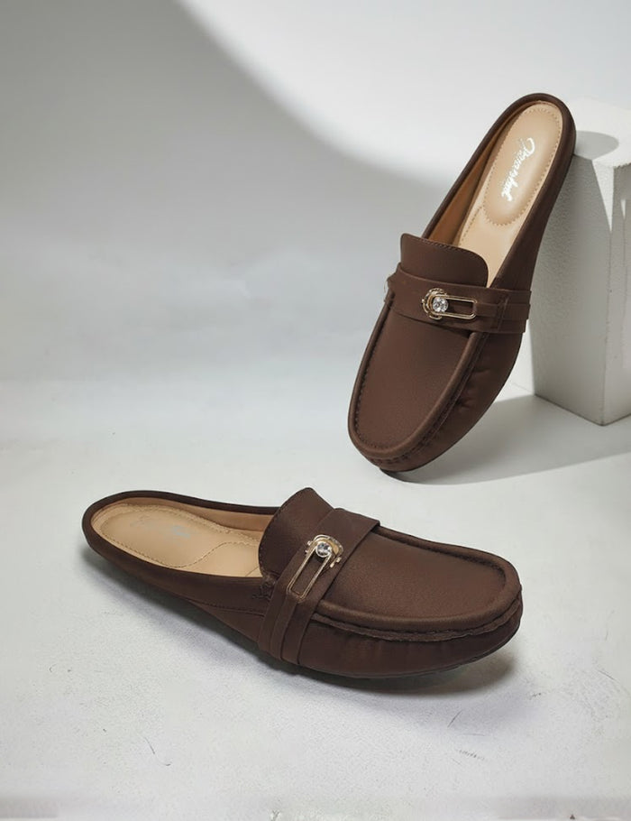 Brown Casual Back Open