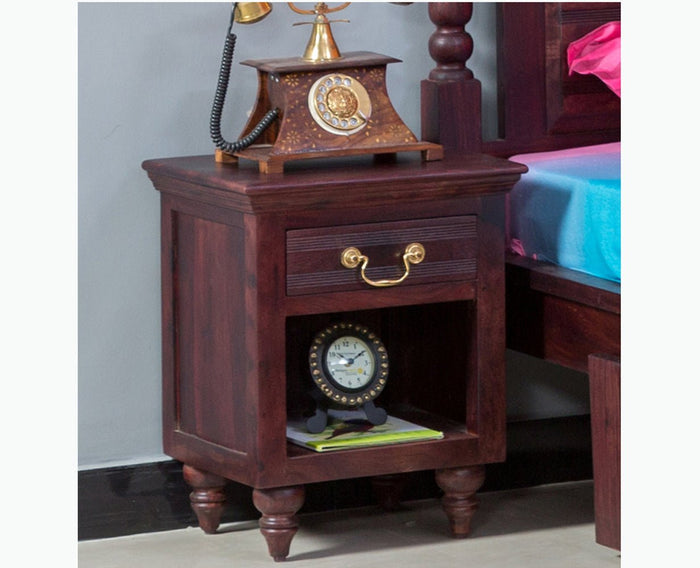 Calgary Solid Wood One Drawer Bedside Table - Bedside Table - Furniselan - Rosewood-Fine-Finish