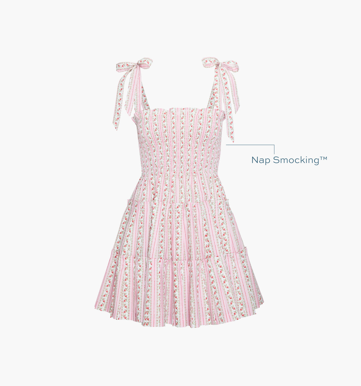 The Ribbon Charlotte Nap Dress - Pink Floral Dot Stripe