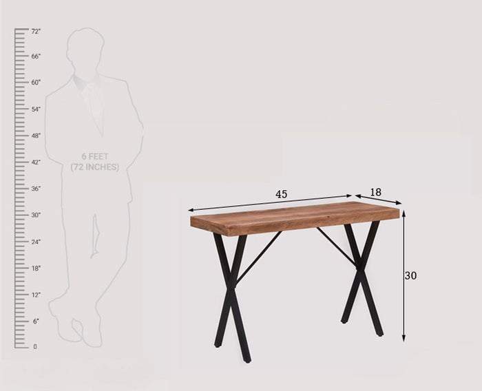 Hermosillo Solid Wood Study Table Cum Console Table - Study Table - Furniselan - Rustic-Teak-Finish