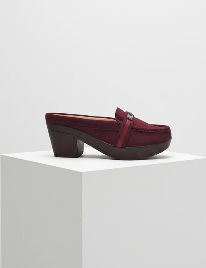 Maroon Back Open Pumps