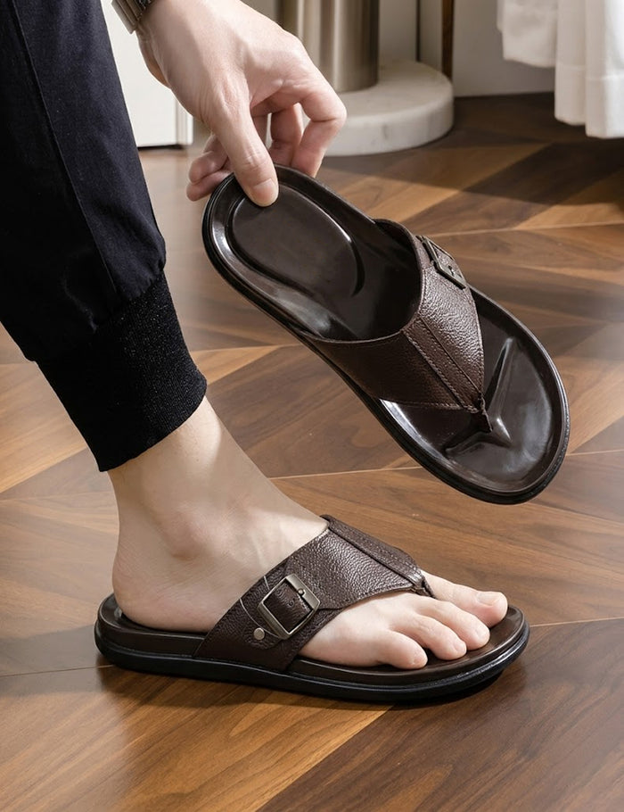 Men’s Summer Flip Flops Brown Slides