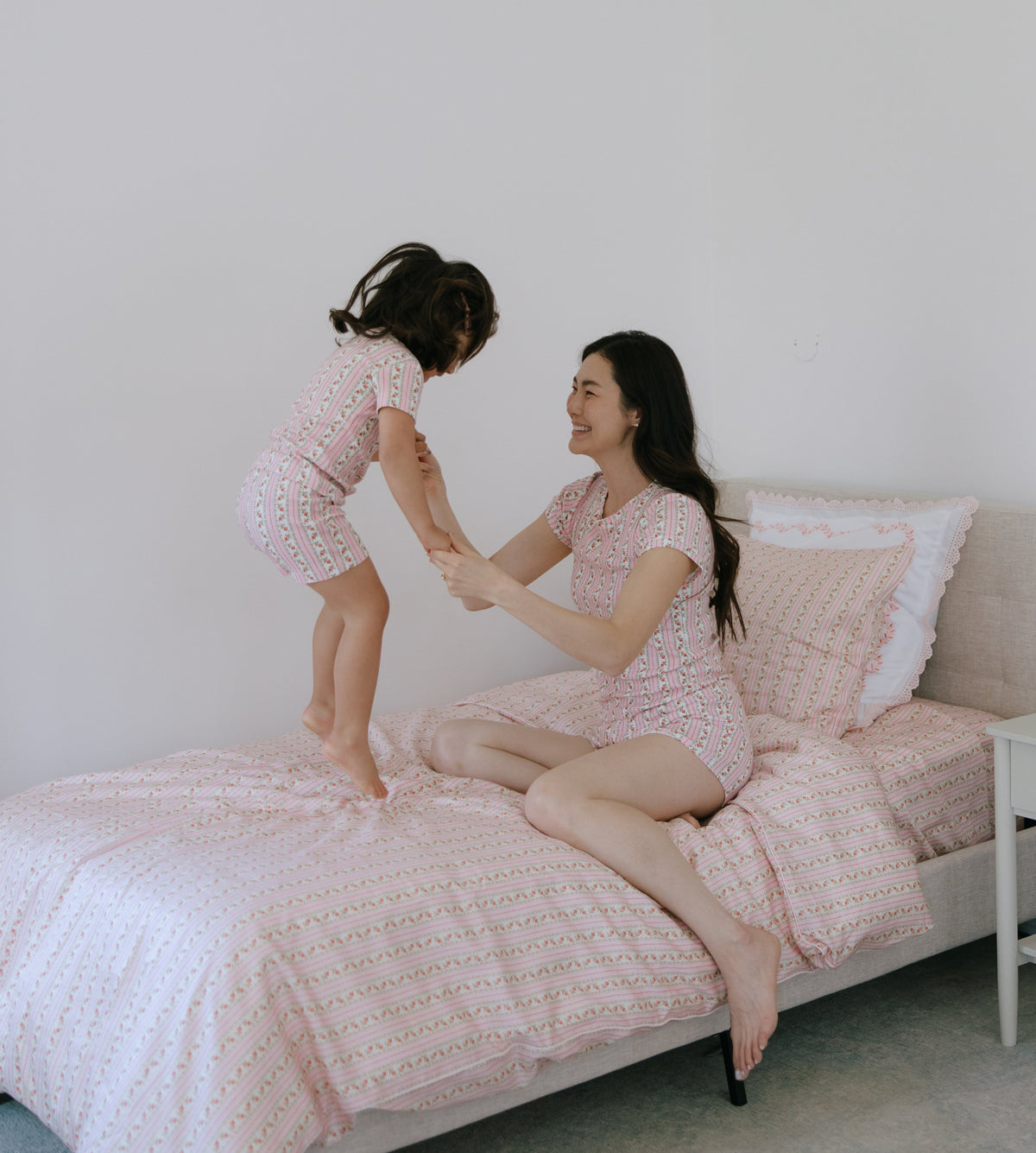 The Sheet Set - Pink Floral Dot Stripe