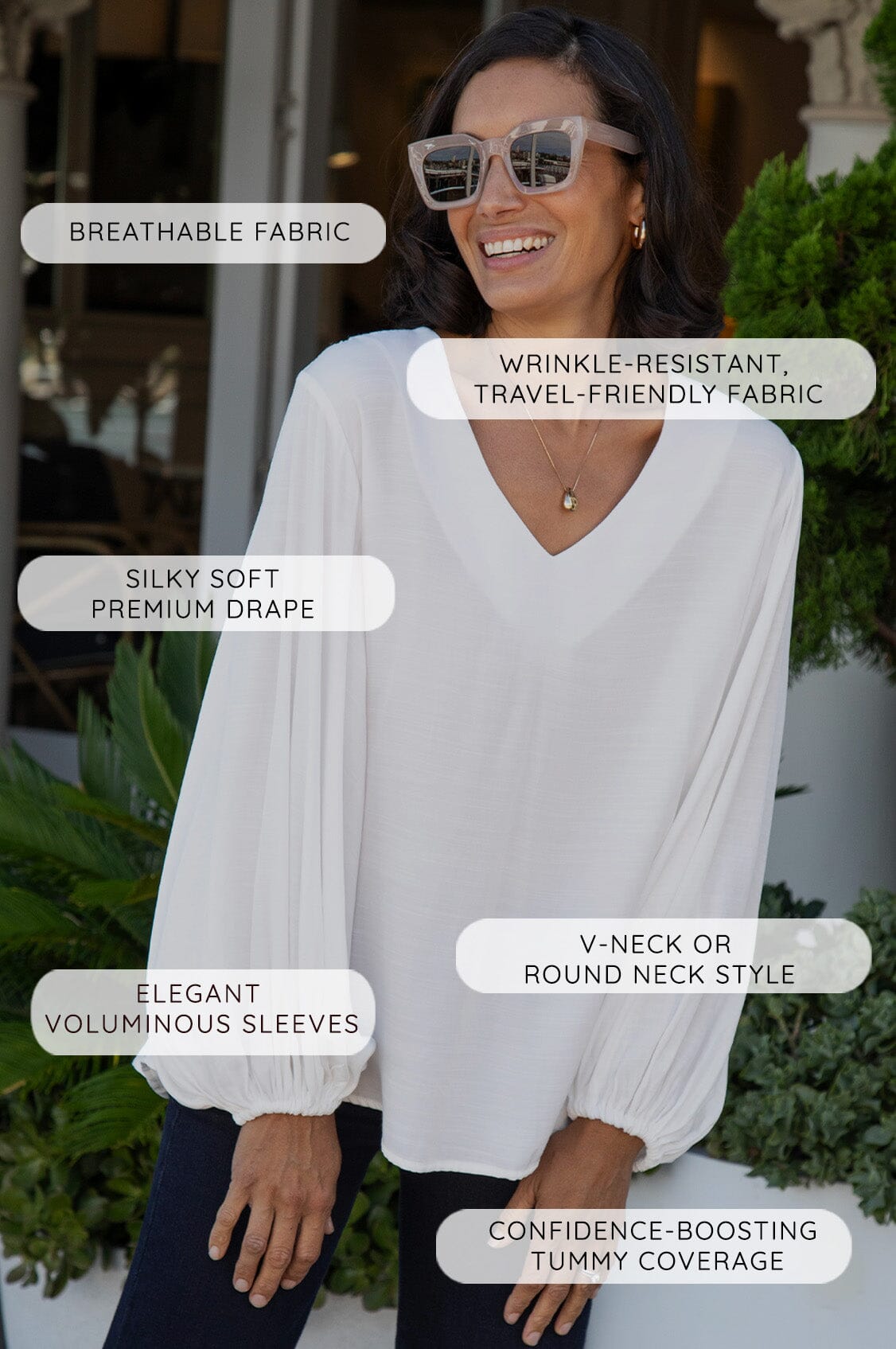 Sophia V-Neck Long Sleeve Top Burnt Caramel