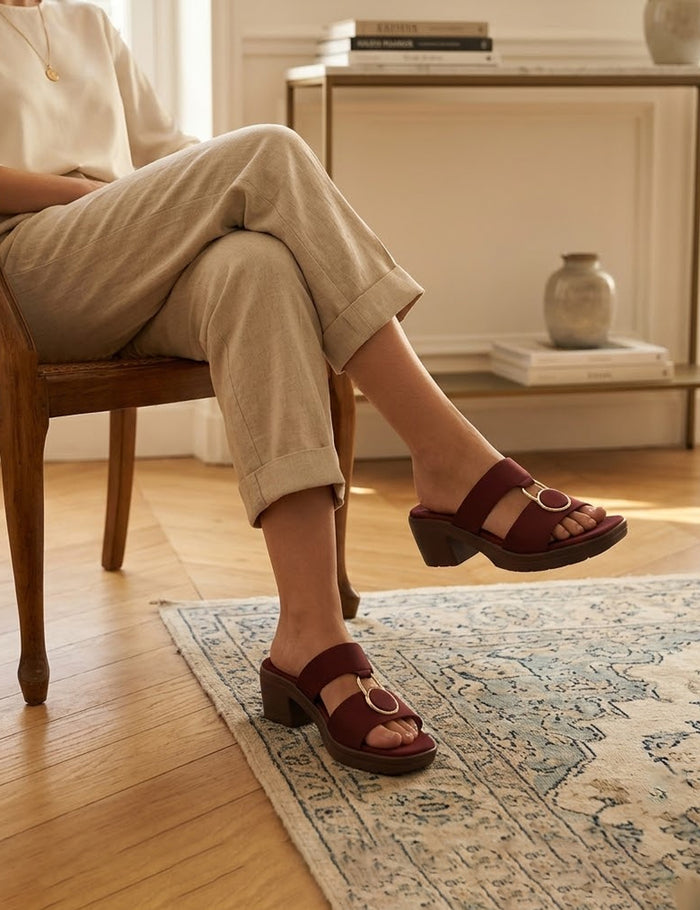 Women’s Buckle Strap Chunky Heel Slippers