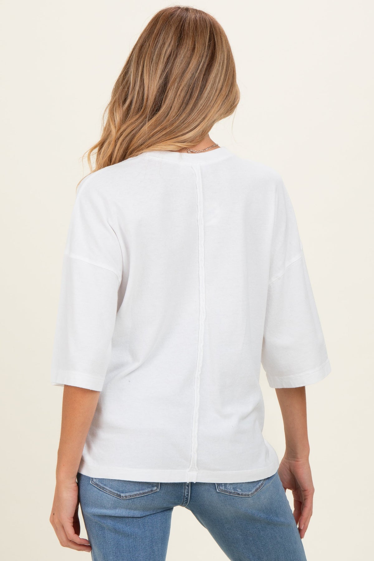 White Pigment Oversized Half-Sleeve Maternity T-Shirt