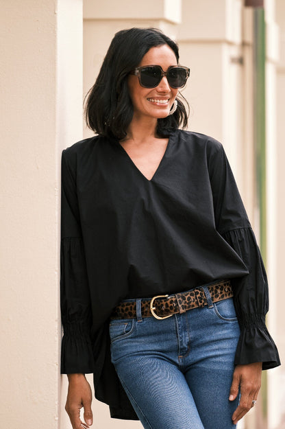 Alessandra Long Sleeve Top Black