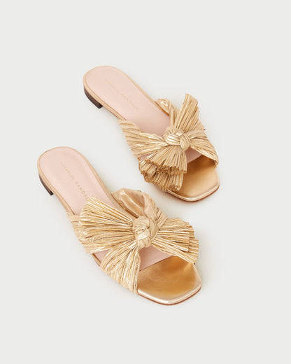 Daphne Gold Bow Slide Sandal