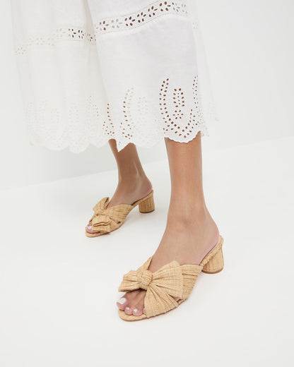 Emilia Natural Pleated Bow Heel