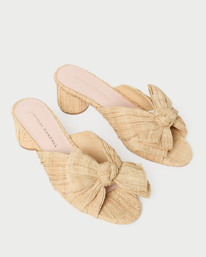 Emilia Natural Pleated Bow Heel