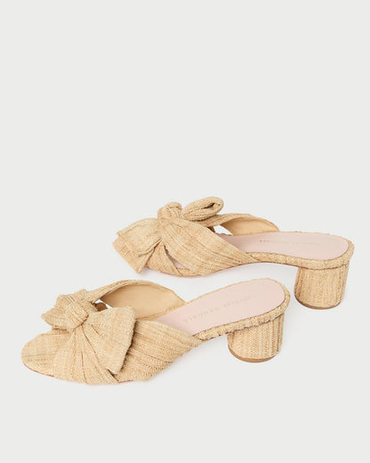 Emilia Natural Pleated Bow Heel