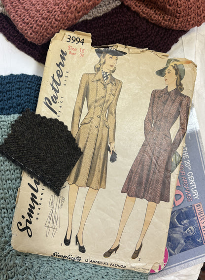 1930s/40s Princess Line Coat - Wool