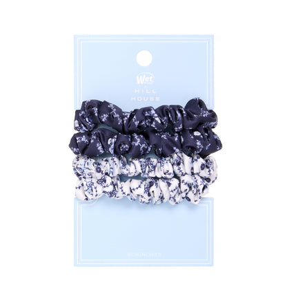 The Hill House x Wet Brush Printed Small Scrunchies - Navy Trellis and Blue Vine Stripe