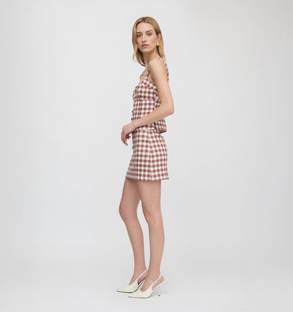 The Aiko Top - Cognac Gingham