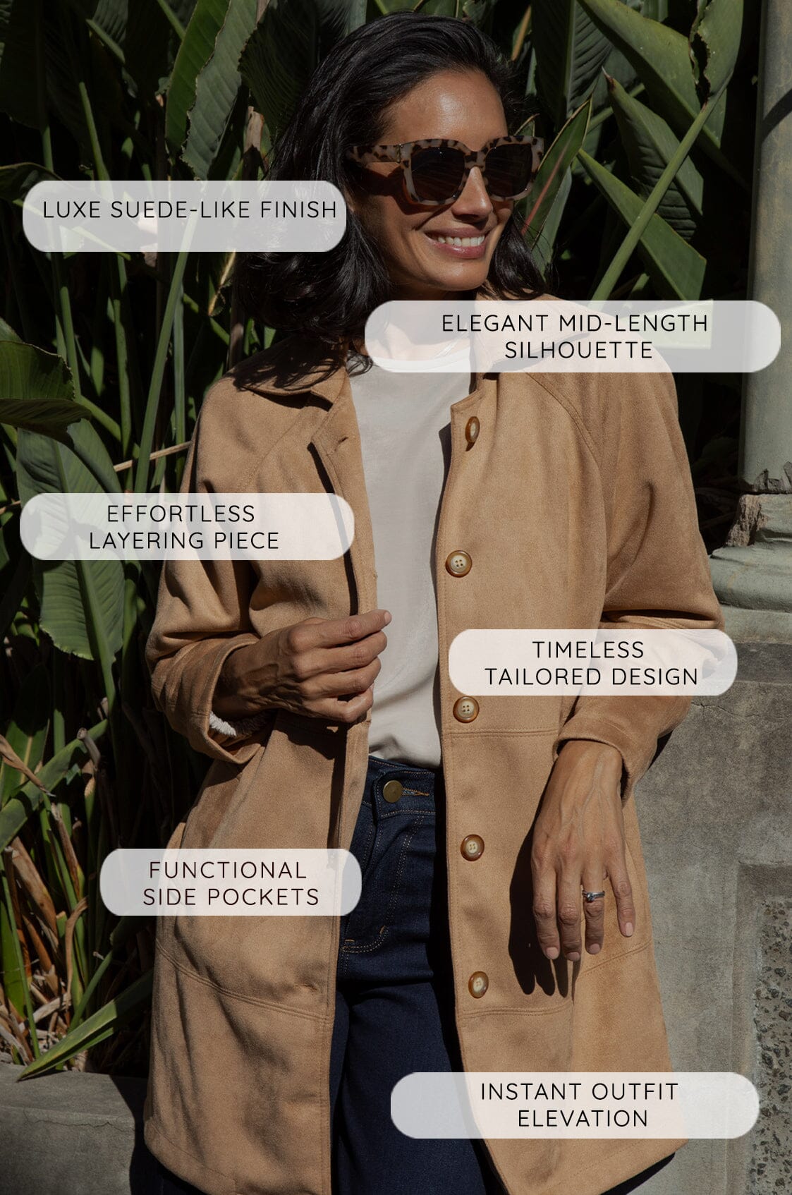 Vanessa Faux Suede Coat Chocolate