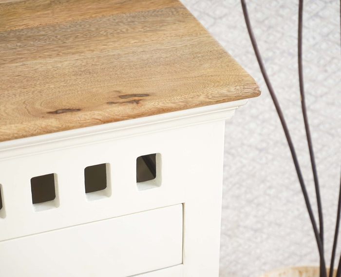Alexandria Solid Wood Console Table-Two Drawer Furniselan - Frosty White