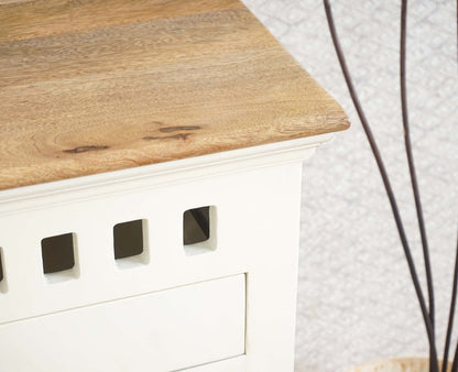 Alexandria Solid Wood Console Table-Two Drawer Furniselan - Frosty White