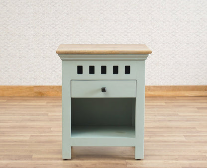 Alexandria Wooden Bedside Table One Drawer Furniselan Silt-Green