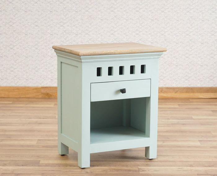 Alexandria Wooden Bedside Table One Drawer Furniselan Silt-Green
