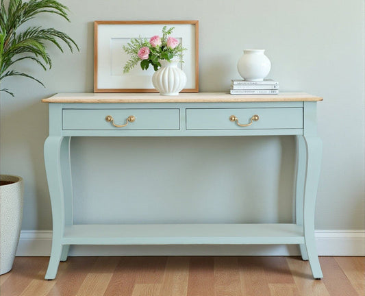 Alexandria Wooden Console Table Two Drawer - Console Table - Furniselan Silt-Green