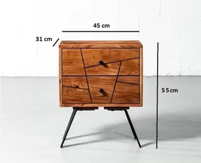 Barcelona Solid Wood Two Drawer Bedside Table - Bedside Table - Furniselan-Natural-Finish