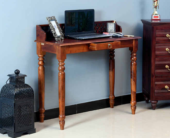 Bareilly Solid Wood Study Table with One Drawer - Study Table - Furniselan - Maple-Finish