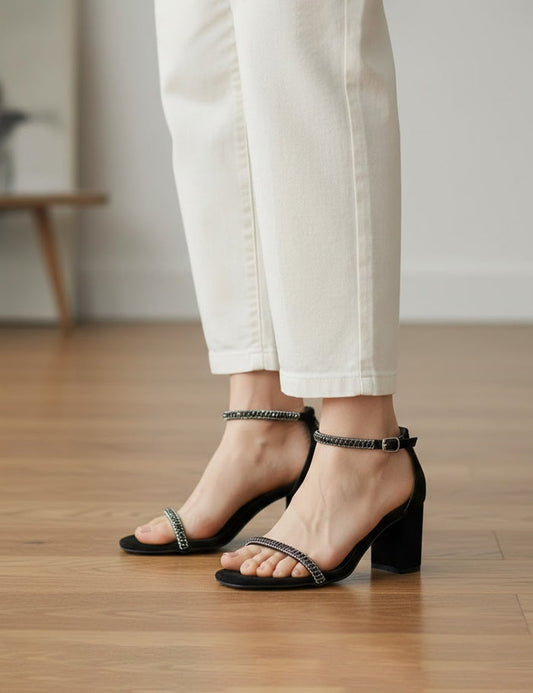 Black Fancy Sandals For Women