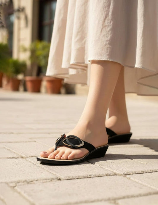 Black | Flat Chappal for women