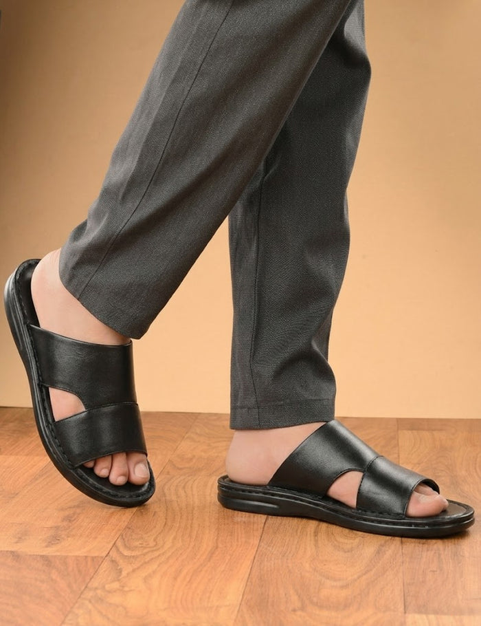 Black Medicated Slippers for Men
