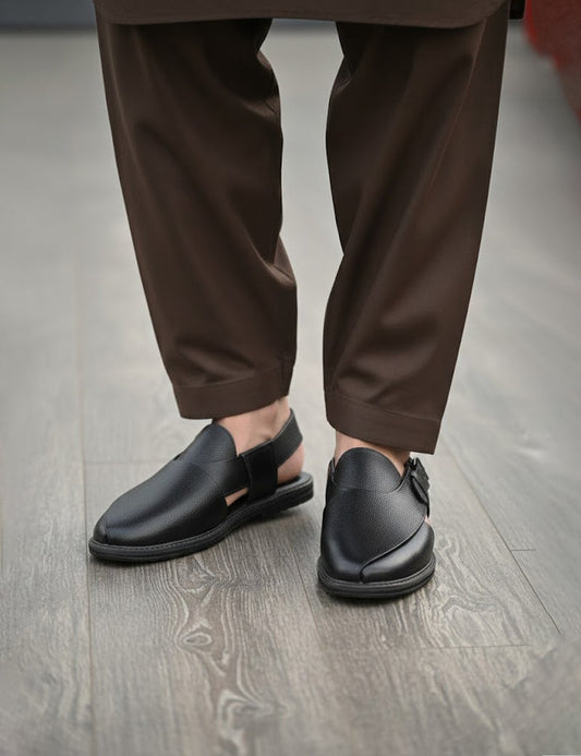 Black Peshawari Chappal
