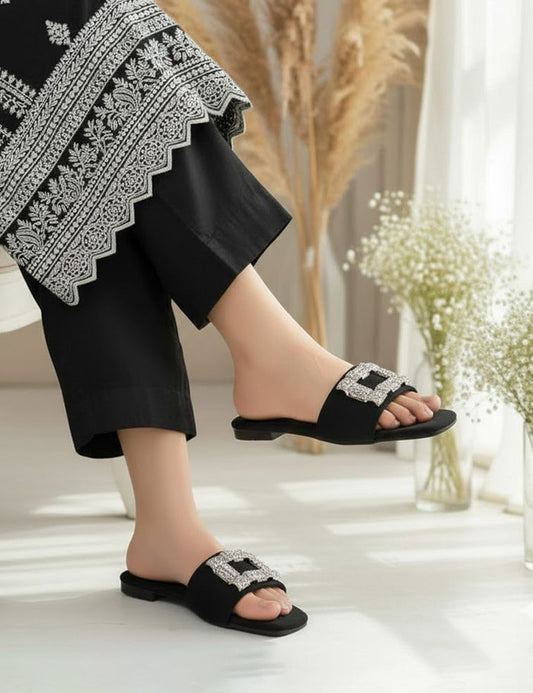 Black Slippers for Women