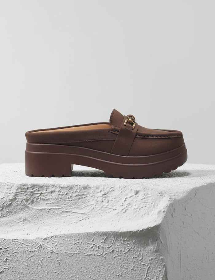 Brown Back Open Pumps