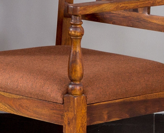 Calgary Solid Wood Arm Chair - Arm Chair - Furniselan - Kapasi-Brown-Finish