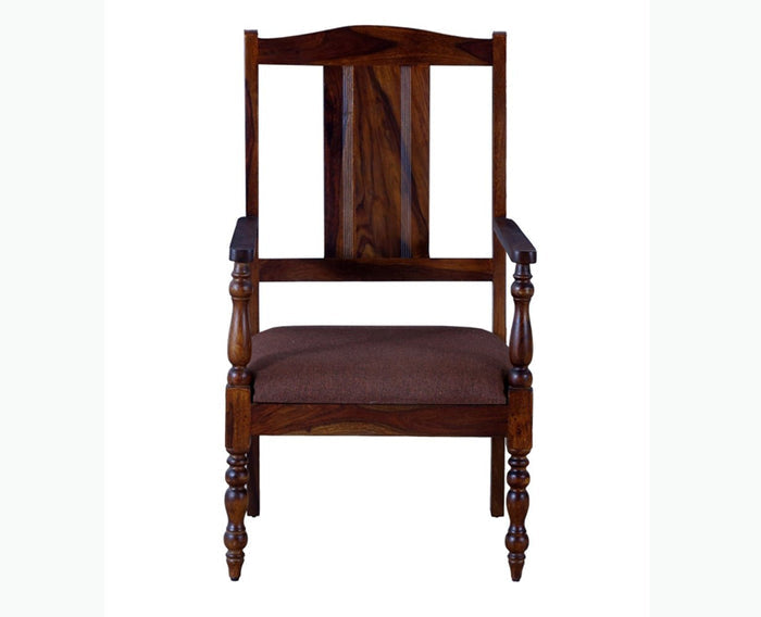 Calgary Solid Wood Arm Chair - Arm Chair - Furniselan - Kapasi-Brown-Finish