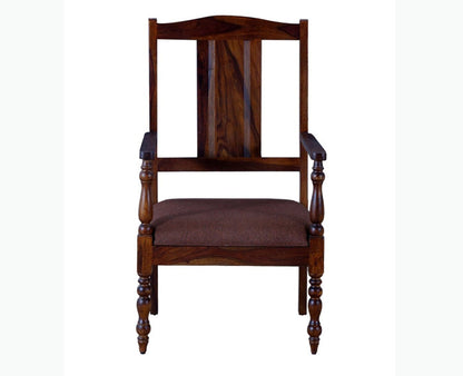 Calgary Solid Wood Arm Chair - Arm Chair - Furniselan - Kapasi-Brown-Finish