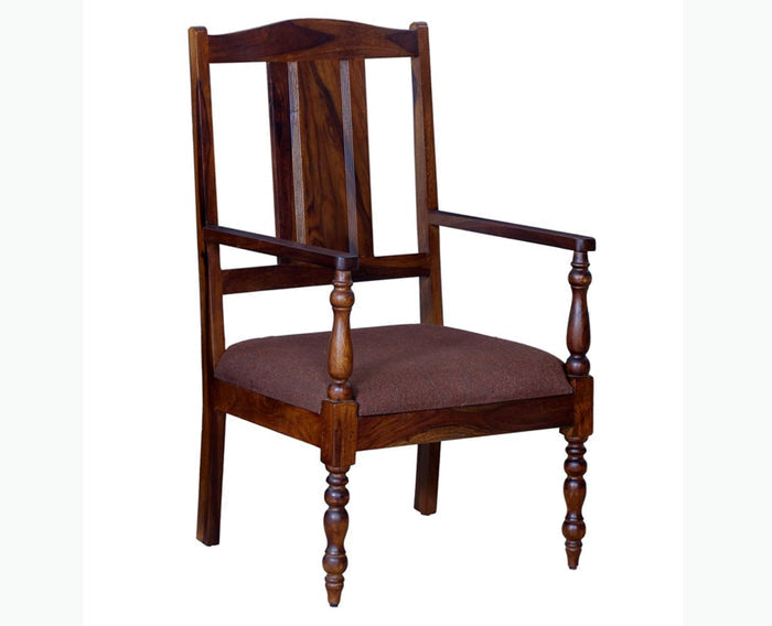 Calgary Solid Wood Arm Chair - Arm Chair - Furniselan - Kapasi-Brown-Finish