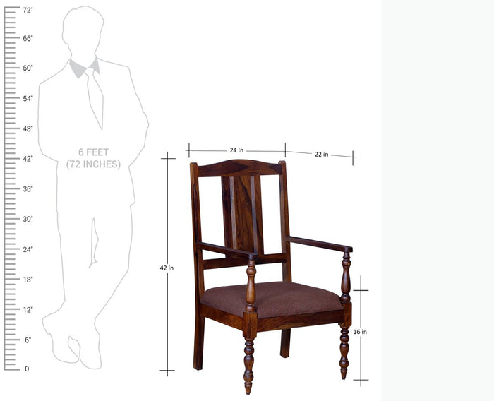 Calgary Solid Wood Arm Chair - Arm Chair - Furniselan - Kapasi-Brown-Finish