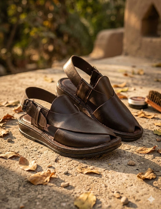 Classic Brown Strap Peshawari for Men