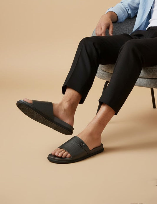 Comfort Grey Flat Slippers with Cushioned Footbed